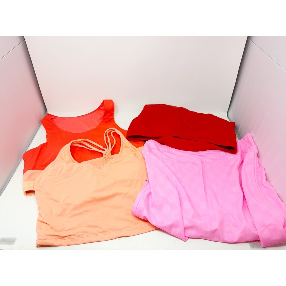 KIAVA Womens Lot of 4 Scoop Neck Strappy Braided Sports Bras Tennis Skort‎ Large
